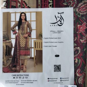 AYRA 3 Piece Printed Lawn SuitS – Digital Printed Lawn Shirt, Dupatta & Dyed Lawn Trouser
