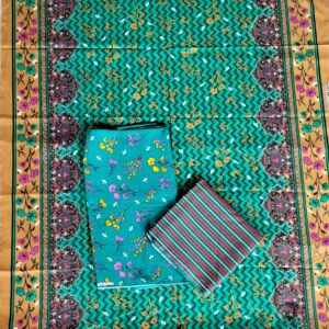 LAKHANI C GREEN 3 Piece Ladies Suit–Printed Shirt- Printed Trouser- Printed Dupatta – Elegant Summer Wear