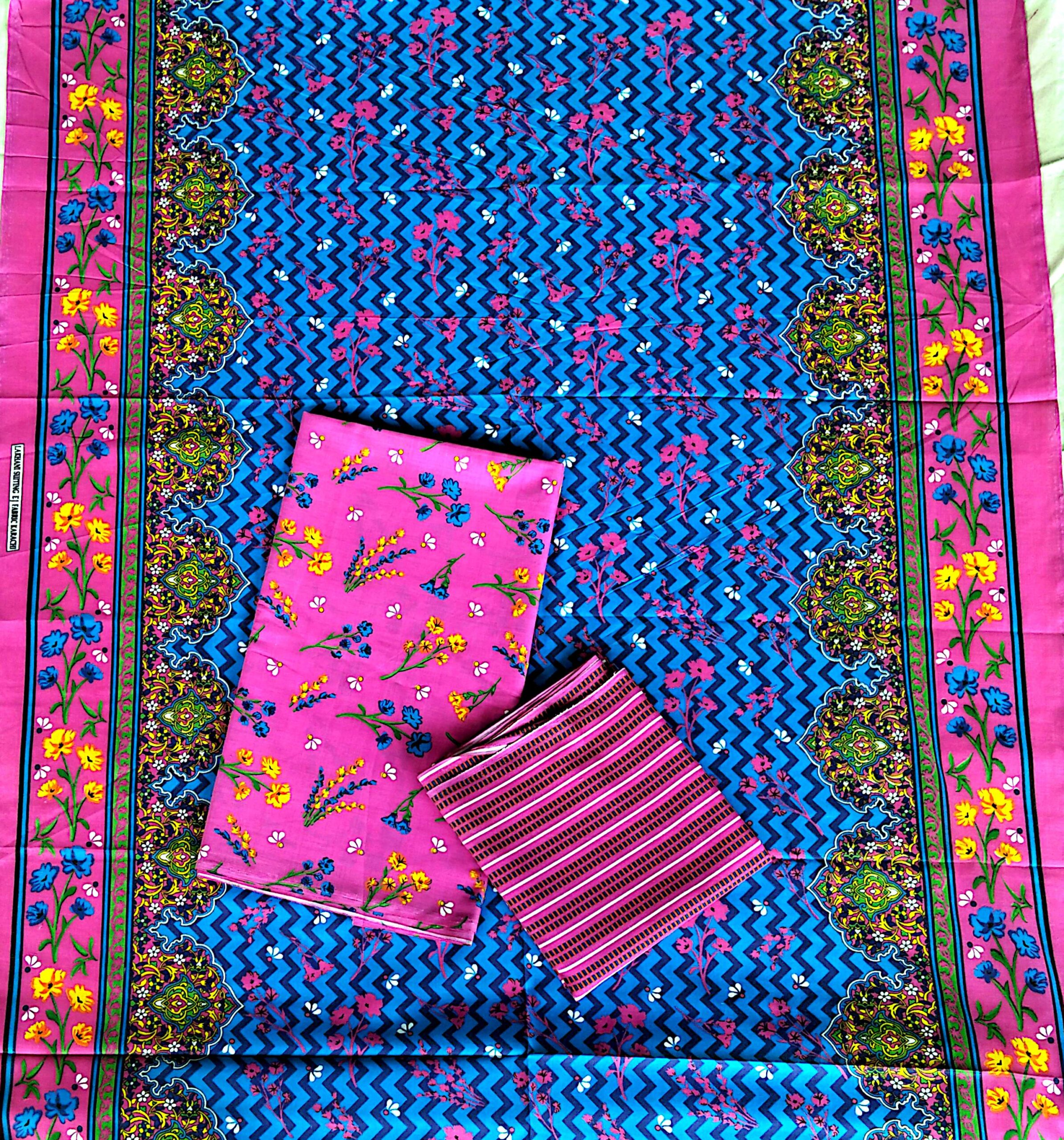 LAKHANI PINK BLUE 3 Piece Ladies Suit